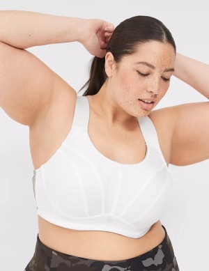 Lane Bryant LIVI Max Support Wicking Underwire Women Sports Bra White | ZGU8240PO