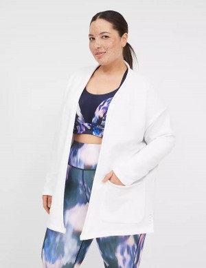 Lane Bryant LIVI Open-Front French Terry Overpiece Women Robe White | YXX3182OK