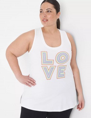 Lane Bryant LIVI Pride Racerback Women Tank Top White | VZP7152DJ