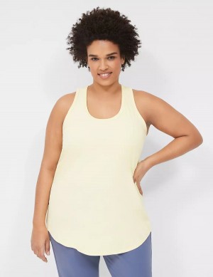 Lane Bryant LIVI Scoop-Neck Wicking Rib Racerback Women Tank Top Yellow | GQJ10019EG