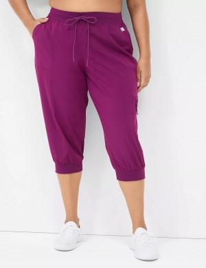 Lane Bryant LIVI Stretch Woven Capri Women Joggers Dark Purple | BNZ6443CY