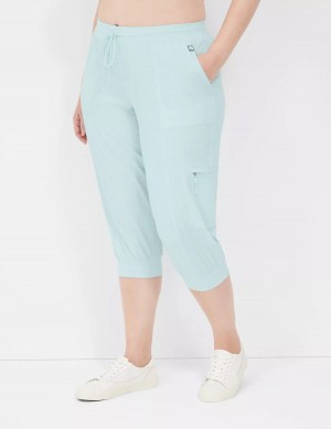 Lane Bryant LIVI Stretch Woven Capri Women Joggers Light Green | LVQ8934XX