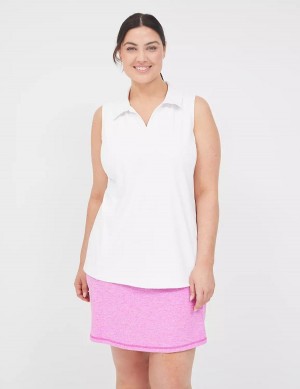 Lane Bryant LIVI V-Neck Recycled LIVI Soft Polo Women Tank Top White | AKQ4635KQ