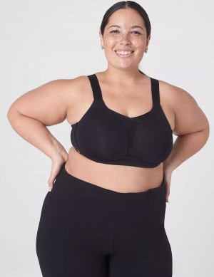 Lane Bryant LIVI Wireless Medium-Impact Wicking Women Sports Bra Black | ZQE1013TG