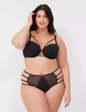 Lane Bryant Lace-Trim Lightly Lined Women Balconette Bra Black | JVB6285NJ