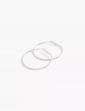 Lane Bryant Large Women Hoop Earrings Silver | PLU8495HG