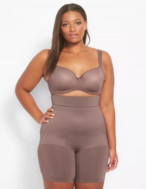 Lane Bryant Level 2 Shaping Ultra High-Waist Short Women Briefs Deep Grey Brown | UYH2618BT