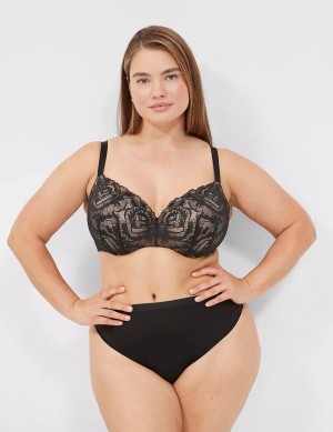 Lane Bryant Lightly Lined With Lace Women Balconette Bra Black | FYK2361GF