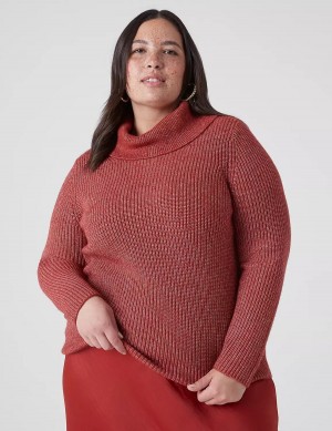 Lane Bryant Long-Sleeve Cowlneck Rib Women Sweaters Red | HXH6861VL