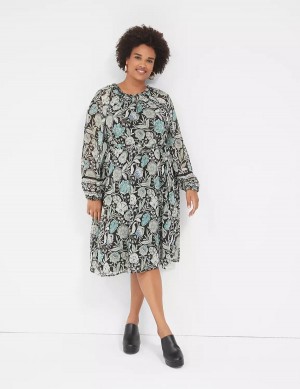 Lane Bryant Lurex Ruffle-Trim Notch-Neck Women Mini Dress Turquoise | DFS9827HX