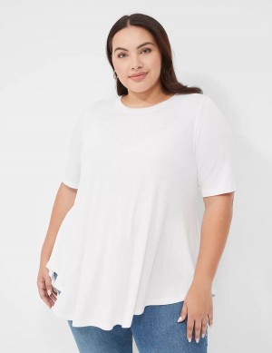 Lane Bryant Max Swing Perfect Sleeve Crew-Neck Tee Women T Shirts White | BFO1099HC