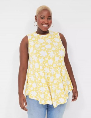 Lane Bryant Max Swing Sleeveless High-Neck Tunic Women T Shirts Yellow | MEB7017XD