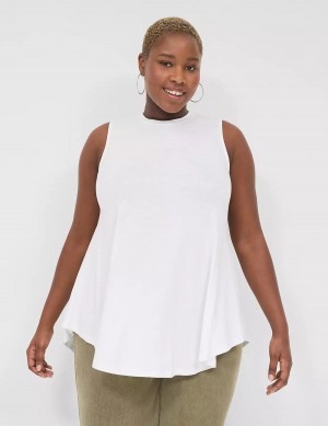 Lane Bryant Max Swing Sleeveless High-Neck Tunic Women T Shirts White | TKG453FU