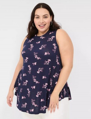 Lane Bryant Max Swing Sleeveless High-Neck Tunic Women T Shirts Pink Navy | ZIH2827DF