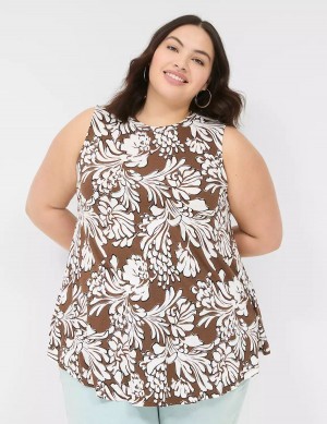 Lane Bryant Max Swing Sleeveless High-Neck Tunic Women T Shirts Brown | SMD5654UV