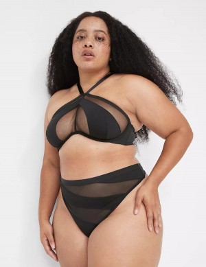 Lane Bryant Mesh Bandeau Women Bralettes Black | KHV3287KP