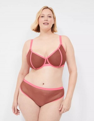 Lane Bryant Mesh Demi Women Unlined Bra Pink Black | LPF3635NN