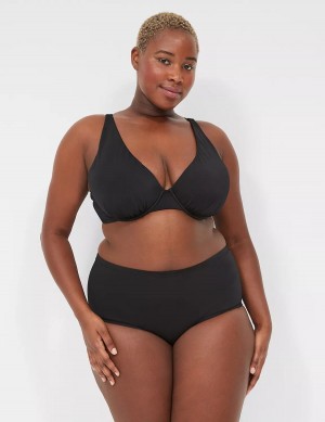 Lane Bryant Mid-Rise Swim Women Briefs Black | ICX5922BU