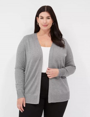 Lane Bryant Modern Long-Sleeve Open-Front Women Cardigan Grey | UOA381VF