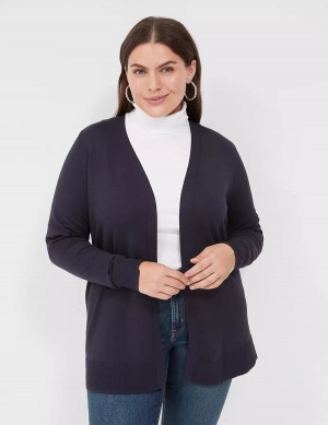 Lane Bryant Modern Long-Sleeve Open-Front Women Cardigan Blue | XIC5030YK