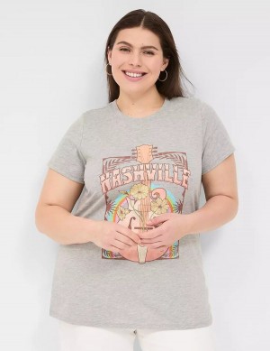 Lane Bryant Nashville Graphic Tee Women T Shirts Light Grey | HJZ19NC