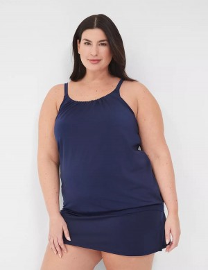 Lane Bryant No-Wire Blouson Tankini Women Bikini Top Blue | NPK7066DU