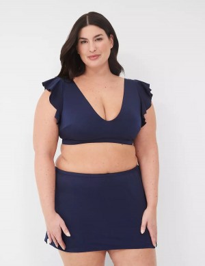 Lane Bryant No-Wire Flutter-Sleeve Women Bikini Top Blue | GVI9529JG