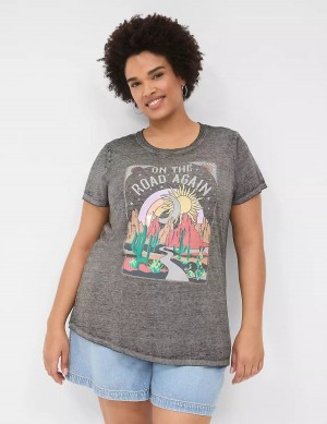 Lane Bryant On The Road Graphic Tee Women T Shirts Grey | VPX4516TH