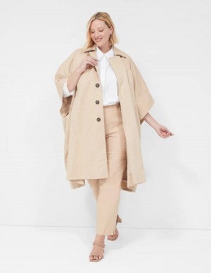 Lane Bryant Oversized Trench Poncho Women Ponchos Khaki | PAI5526BC