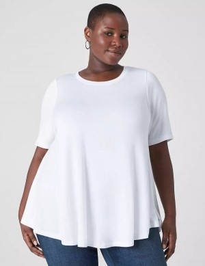 Lane Bryant Perfect Sleeve Crew-Neck Extreme Swing Tunic Women T Shirts White | JWH2521VZ