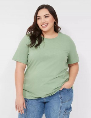 Lane Bryant Perfect Sleeve Crew-Neck Tee Women T Shirts Light Green | ABF1001EB