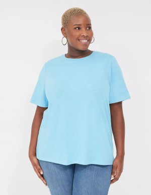 Lane Bryant Perfect Sleeve Crew-Neck Tee Women T Shirts Blue | ARL2248CM