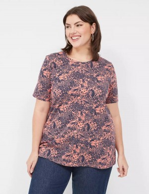 Lane Bryant Perfect Sleeve Crew-Neck Tee Women T Shirts Orange Multicolor | LGM4641KF