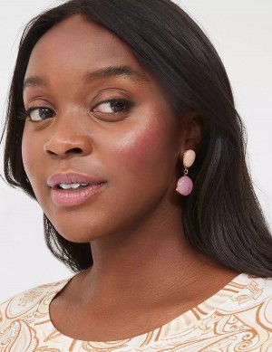 Lane Bryant Pink Imitation Stone Women Earrings Gold | JKO9139AY