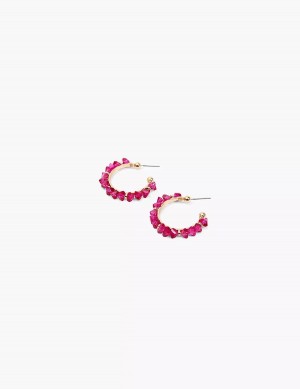 Lane Bryant Pink Imitation Stone Women Hoop Earrings Gold | OAN1923VH