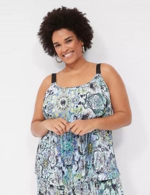 Lane Bryant Pleated Grosgrain-Strap Cami Women Tank Top Blue | RNS8414VQ