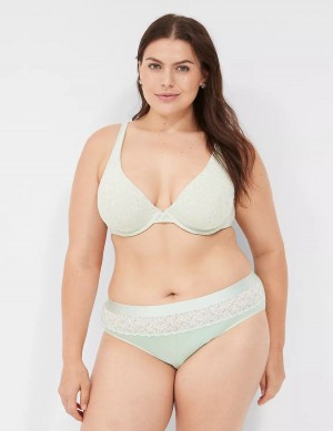 Lane Bryant Plunge with Lace Women Unlined Bra Light Green | HIB6957JG