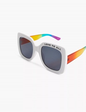 Lane Bryant Pride Love To All Square Women Sunglasses White | KIP2025SL