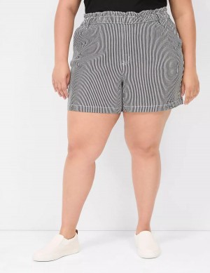 Lane Bryant Pull-On Fit High-Rise Jean Women Shorts Black Stripes | HSO231LP