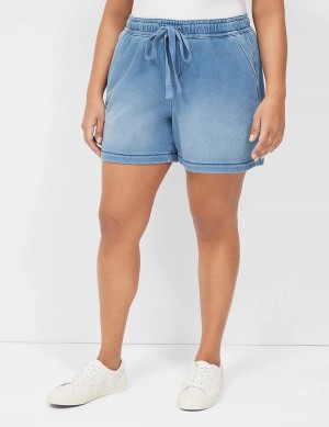 Lane Bryant Pull-On Fit Relaxed Knit Women Shorts Light Blue | RGB3321CZ