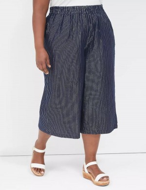 Lane Bryant Pull-On Lurex Gauze Crop Wide Leg Women Pants Blue | GRI1164NX