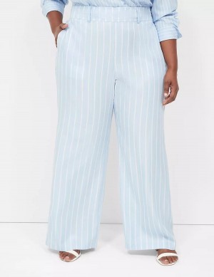 Lane Bryant Pull-On Straight Leg Women Pants Light Blue Stripes | VES6716LA