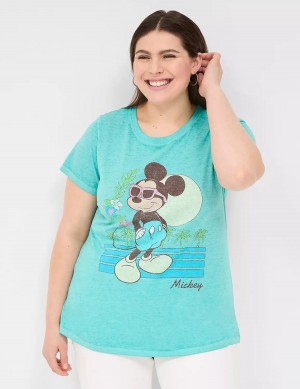 Lane Bryant Rhinestone Mickey Graphic Tee Women T Shirts Green | ZPU7312KQ