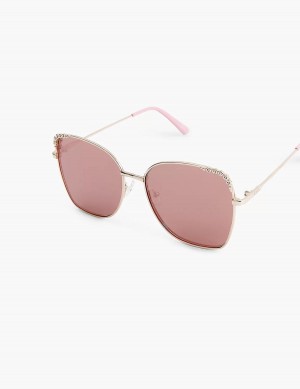 Lane Bryant Rose Goldtone & Bling Butterfly Aviator Women Sunglasses Rose Gold | GWH7595MQ