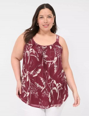 Lane Bryant Scoop-Neck Cami Women Tank Top Burgundy | YIF9797NP