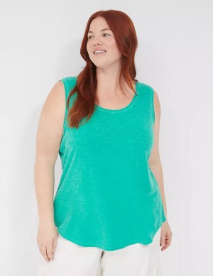 Lane Bryant Scoop-Neck Women Tank Top Turquoise | RPT1259IX