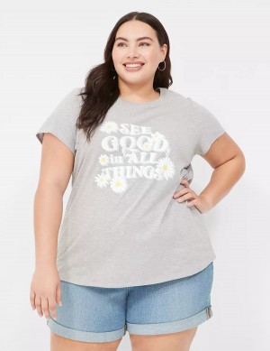 Lane Bryant See Good In All Things Graphic Tee Women T Shirts Grey | JUV8223AA