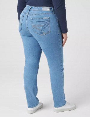 Lane Bryant Seven7 Straight With Back Pocket Embroidery Women Jeans Light Blue | ZIR695HI