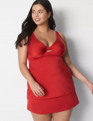 Lane Bryant Shimmer Slitted Swim Women Skirts Red | BAQ1675QU