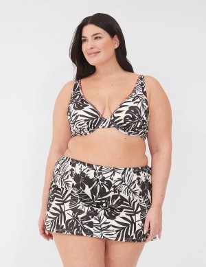 Lane Bryant Side Slit Swim Women Skirts White Black | YAF2112UE